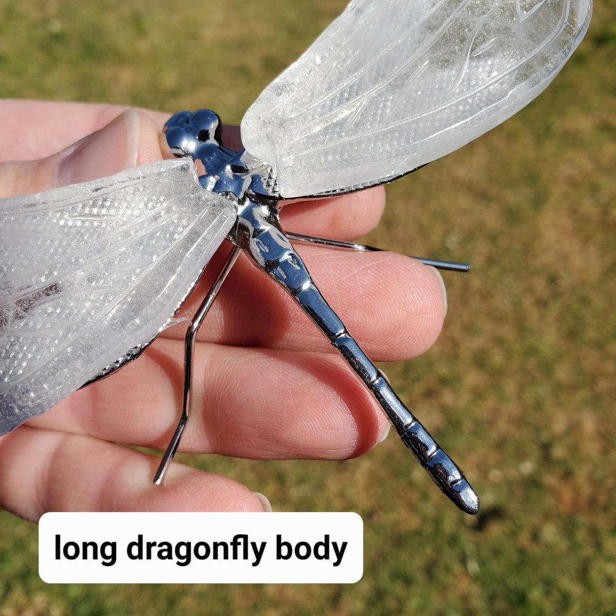 Quartz Dragonfly - Counteracts the Negative, Energizes Positive Energy - Clear Dragonfly Crystal Insect Healing Stone
