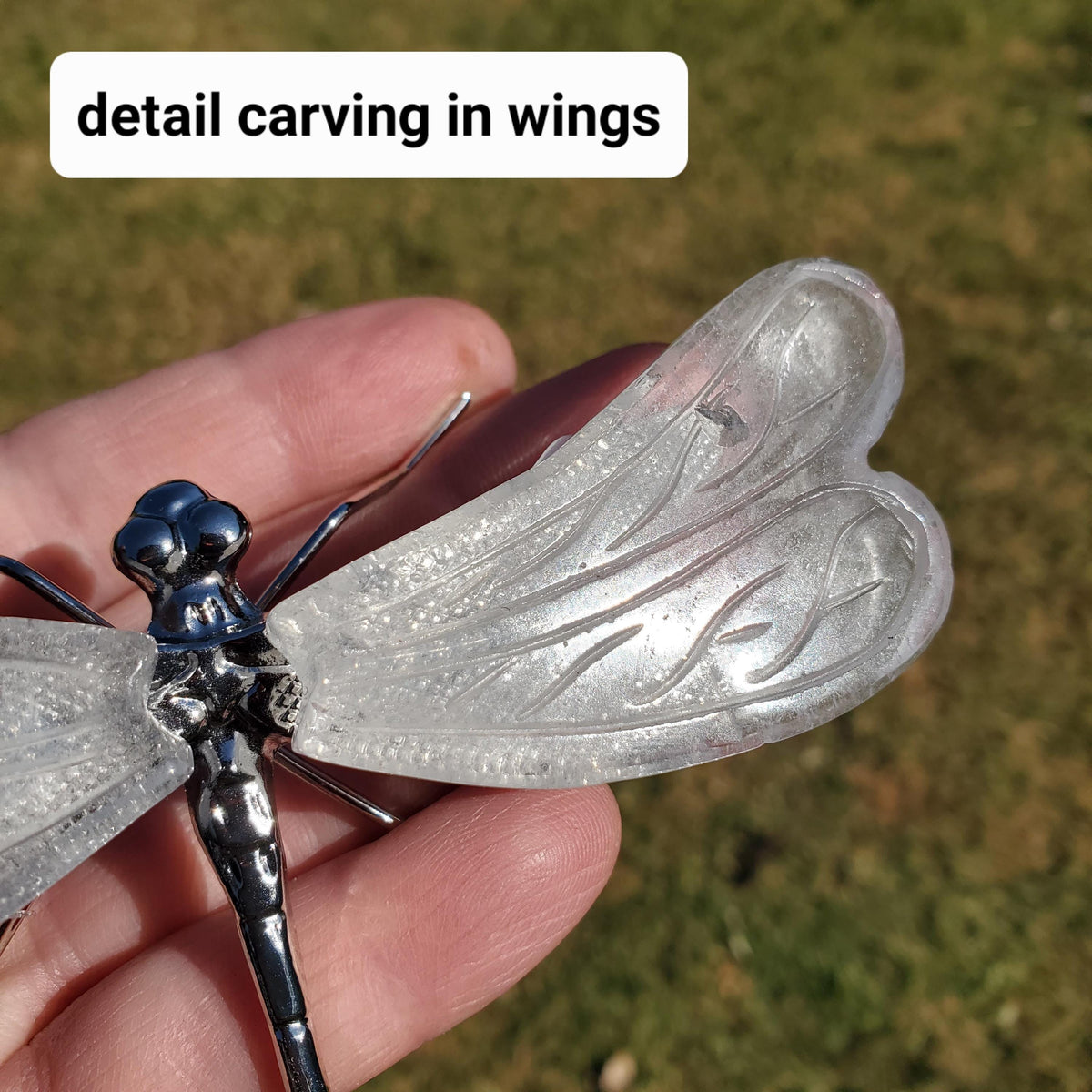 Quartz Dragonfly - Counteracts the Negative, Energizes Positive Energy - Clear Dragonfly Crystal Insect Healing Stone