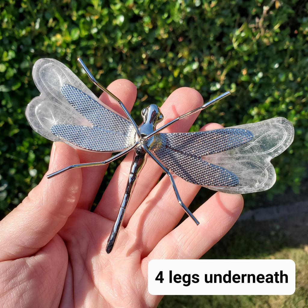 Quartz Dragonfly - Counteracts the Negative, Energizes Positive Energy - Clear Dragonfly Crystal Insect Healing Stone