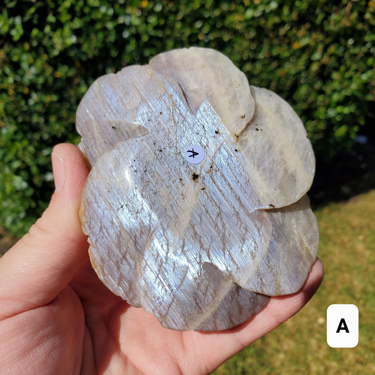 Chunky & Flashy Moonstone Flower - Uplifting, Feminine Energy, Empowering - Crystal Healing Rose Carving Statement Gemstone