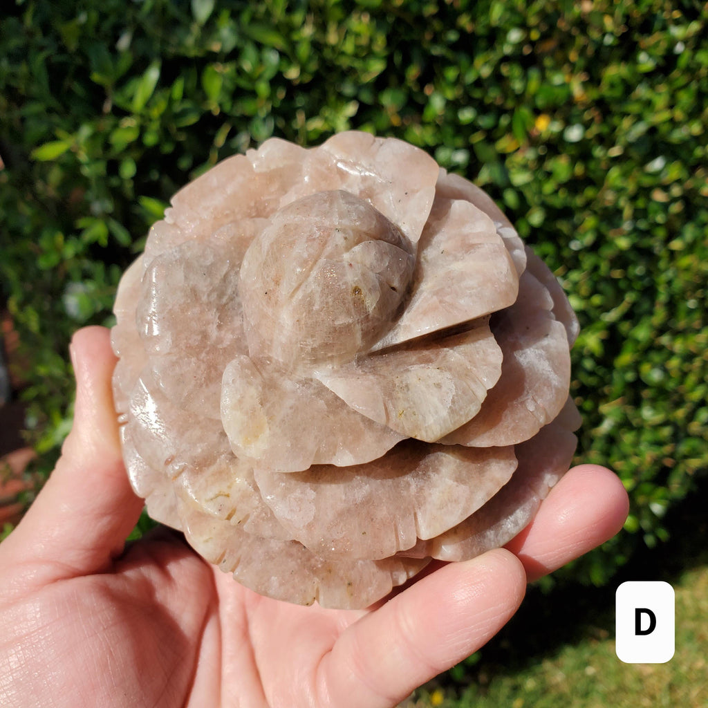 Chunky & Flashy Moonstone Flower - Uplifting, Feminine Energy, Empowering - Crystal Healing Rose Carving Statement Gemstone