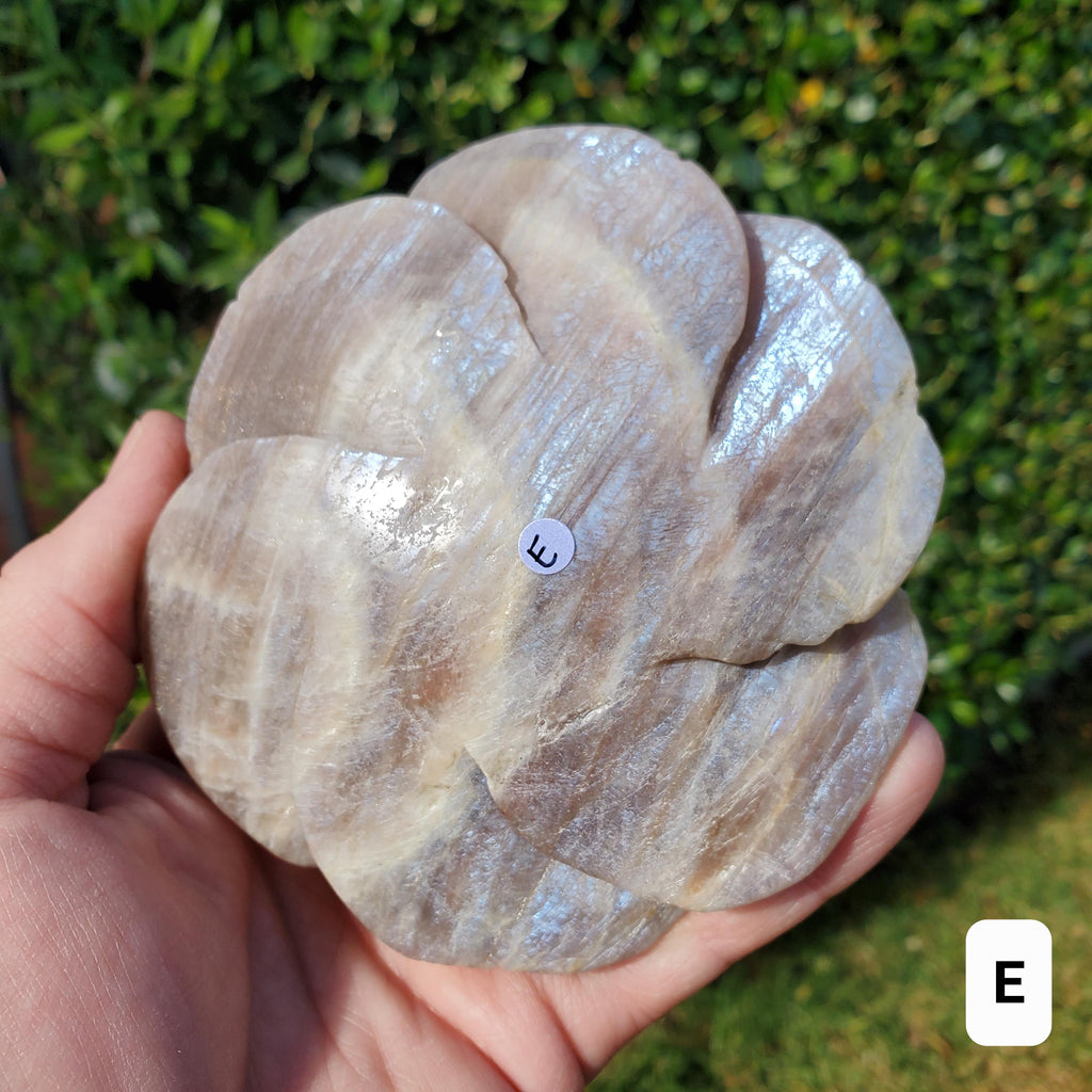 Chunky & Flashy Moonstone Flower - Uplifting, Feminine Energy, Empowering - Crystal Healing Rose Carving Statement Gemstone