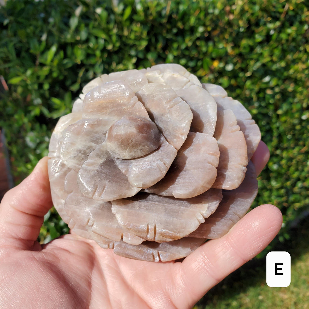 Chunky & Flashy Moonstone Flower - Uplifting, Feminine Energy, Empowering - Crystal Healing Rose Carving Statement Gemstone