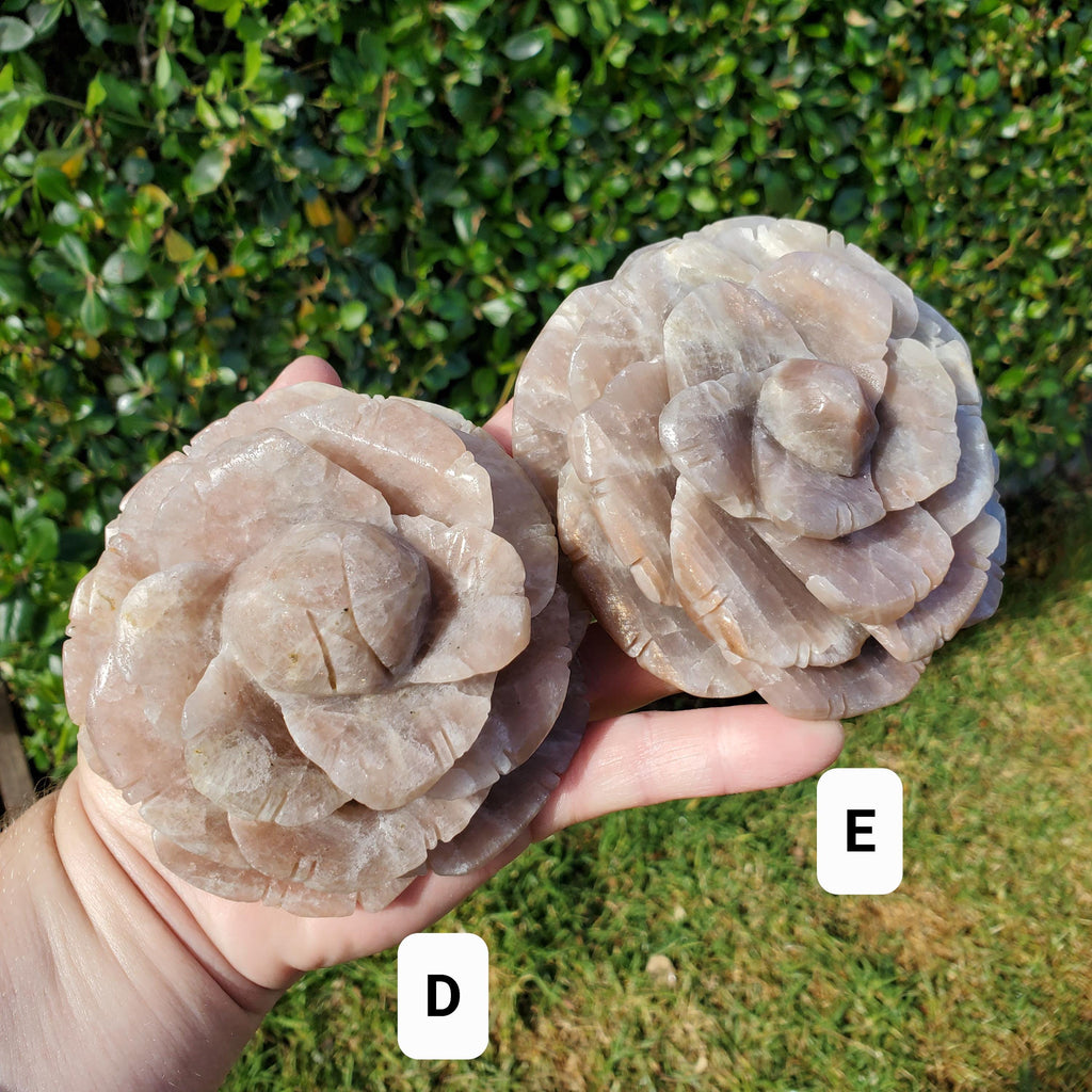 Chunky & Flashy Moonstone Flower - Uplifting, Feminine Energy, Empowering - Crystal Healing Rose Carving Statement Gemstone