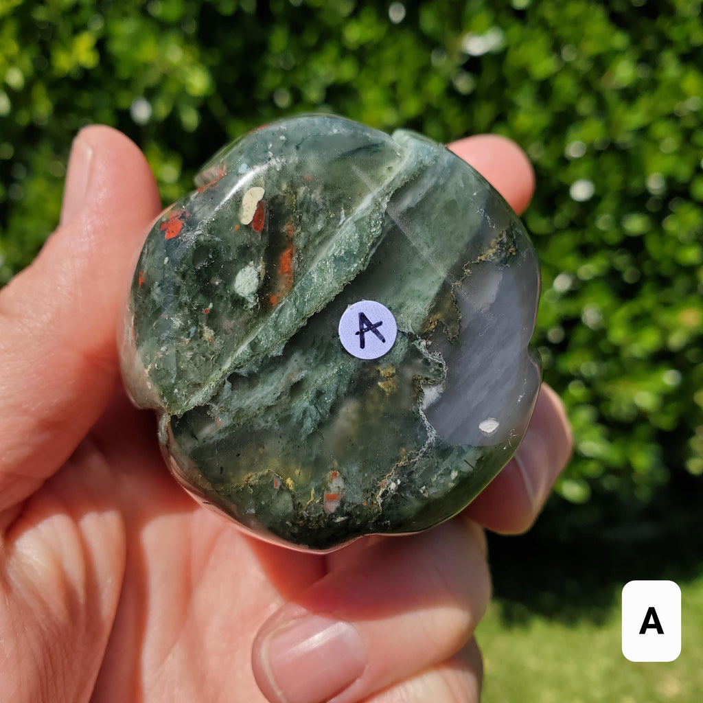 Chunky African Bloodstone Rosebud Bloom - Calming, Grounding, Persistence, Courage - Black and Red Crystal Flower Carving Healing Gemstone