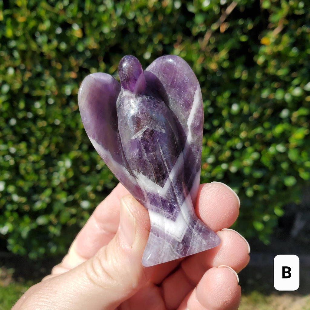 Dream Amethyst Angel 2.60" - Calming, Energetic Protection, Positivity - Purple Amethyst Standing Angel Carving Healing Crystal Gemstone