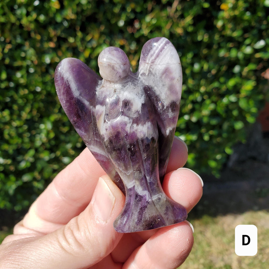 Dream Amethyst Angel 2.60" - Calming, Energetic Protection, Positivity - Purple Amethyst Standing Angel Carving Healing Crystal Gemstone