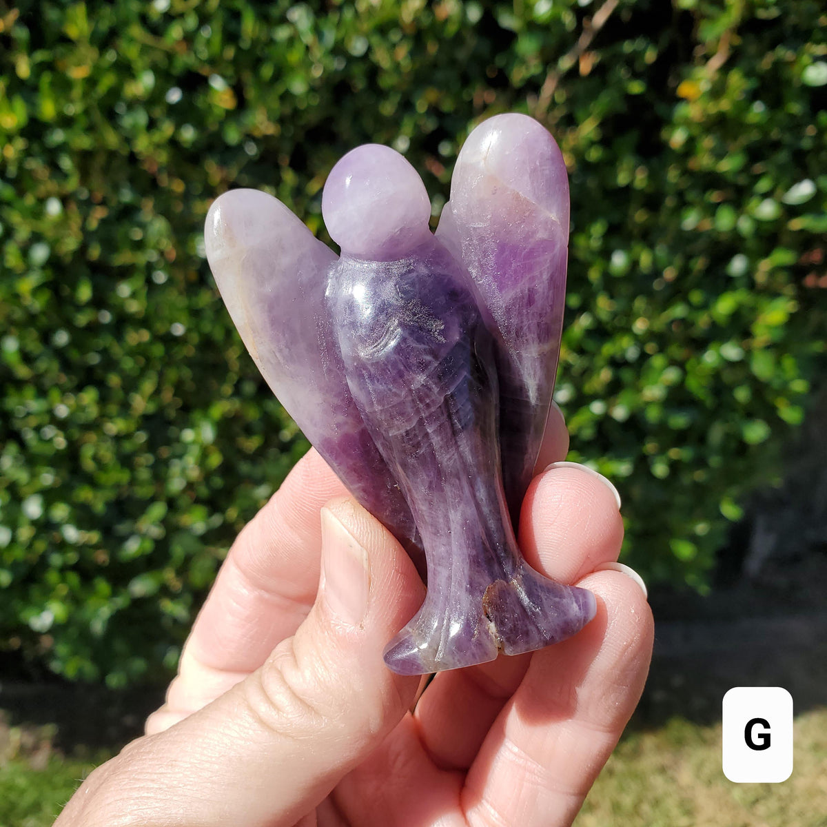 Dream Amethyst Angel 2.60" - Calming, Energetic Protection, Positivity - Purple Amethyst Standing Angel Carving Healing Crystal Gemstone