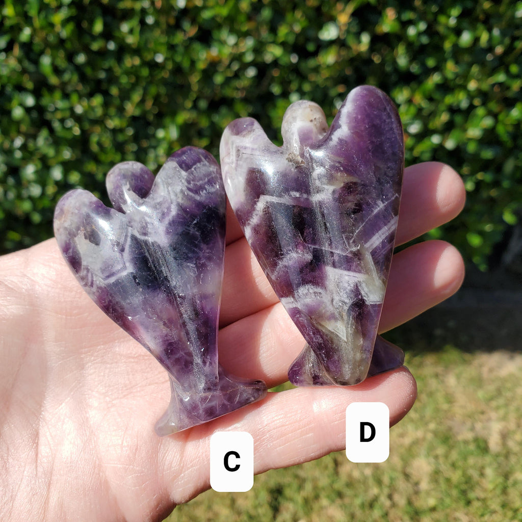 Dream Amethyst Angel 2.60" - Calming, Energetic Protection, Positivity - Purple Amethyst Standing Angel Carving Healing Crystal Gemstone
