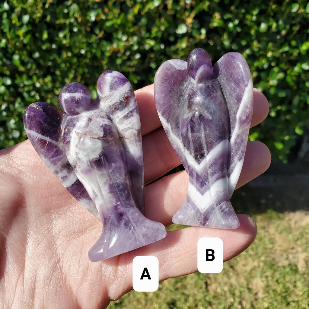 Dream Amethyst Angel 2.60" - Calming, Energetic Protection, Positivity - Purple Amethyst Standing Angel Carving Healing Crystal Gemstone