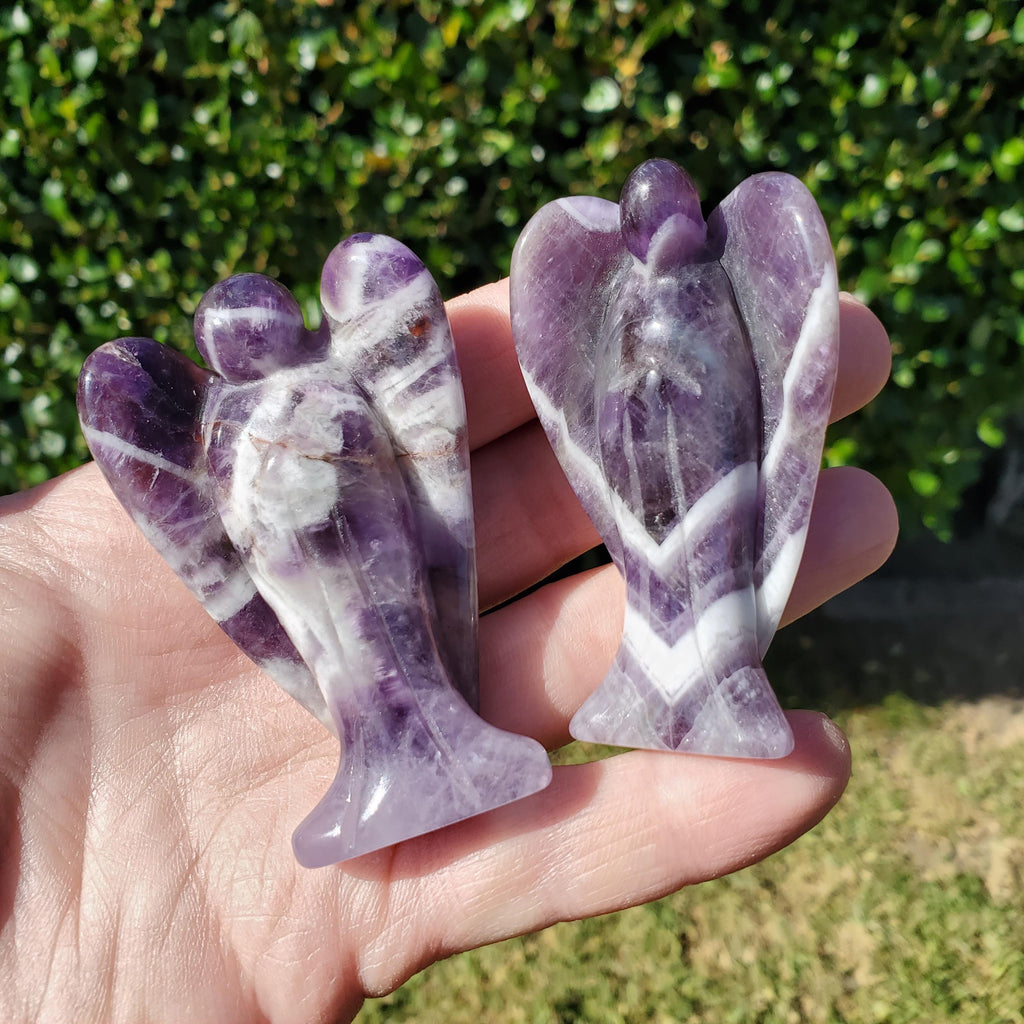 Dream Amethyst Angel 2.60" - Calming, Energetic Protection, Positivity - Purple Amethyst Standing Angel Carving Healing Crystal Gemstone