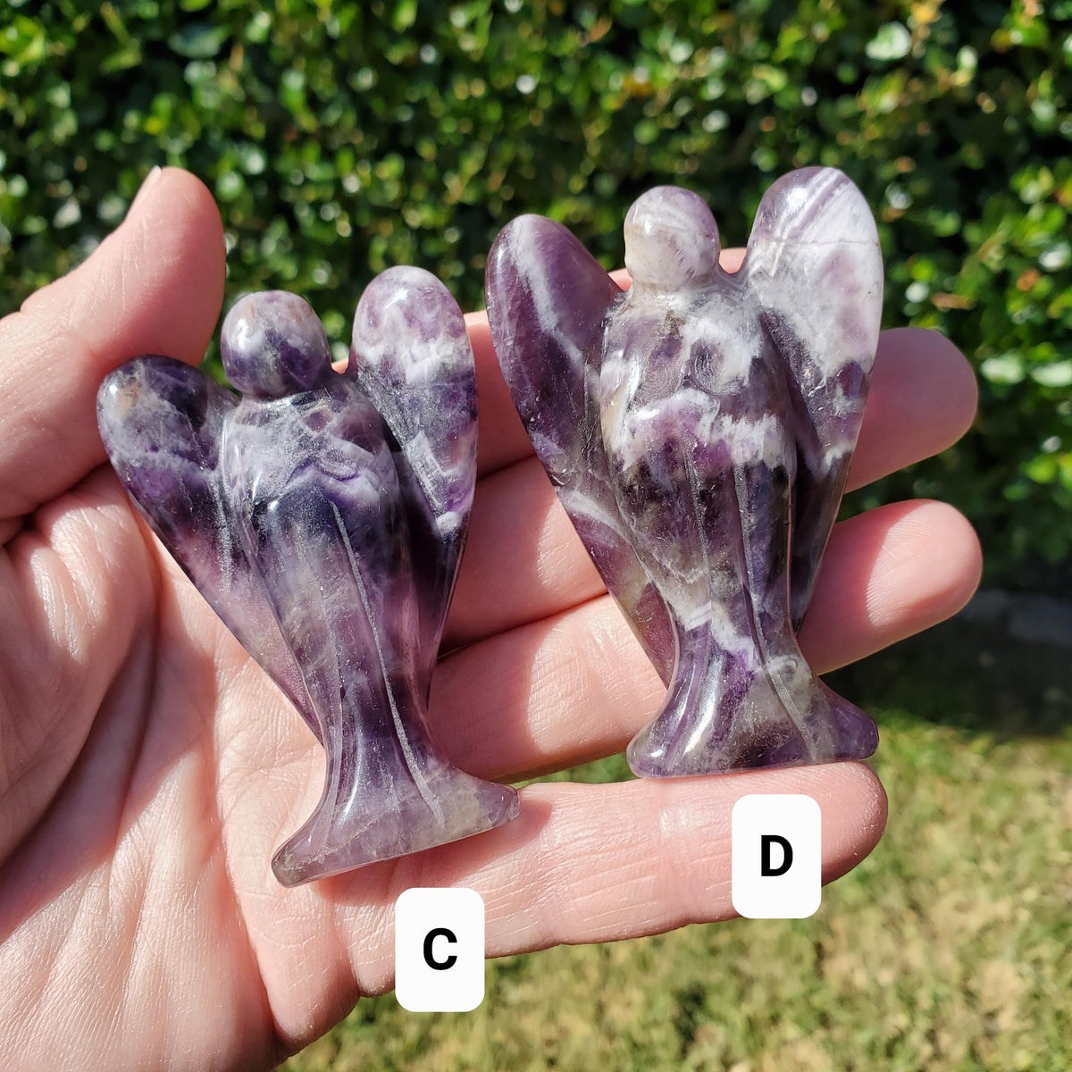 Dream Amethyst Angel 2.60" - Calming, Energetic Protection, Positivity - Purple Amethyst Standing Angel Carving Healing Crystal Gemstone