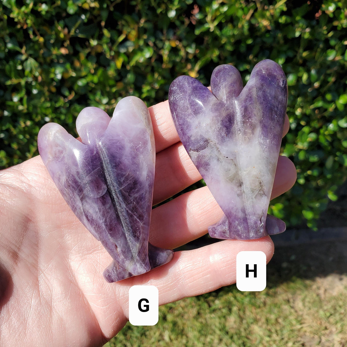 Dream Amethyst Angel 2.60" - Calming, Energetic Protection, Positivity - Purple Amethyst Standing Angel Carving Healing Crystal Gemstone