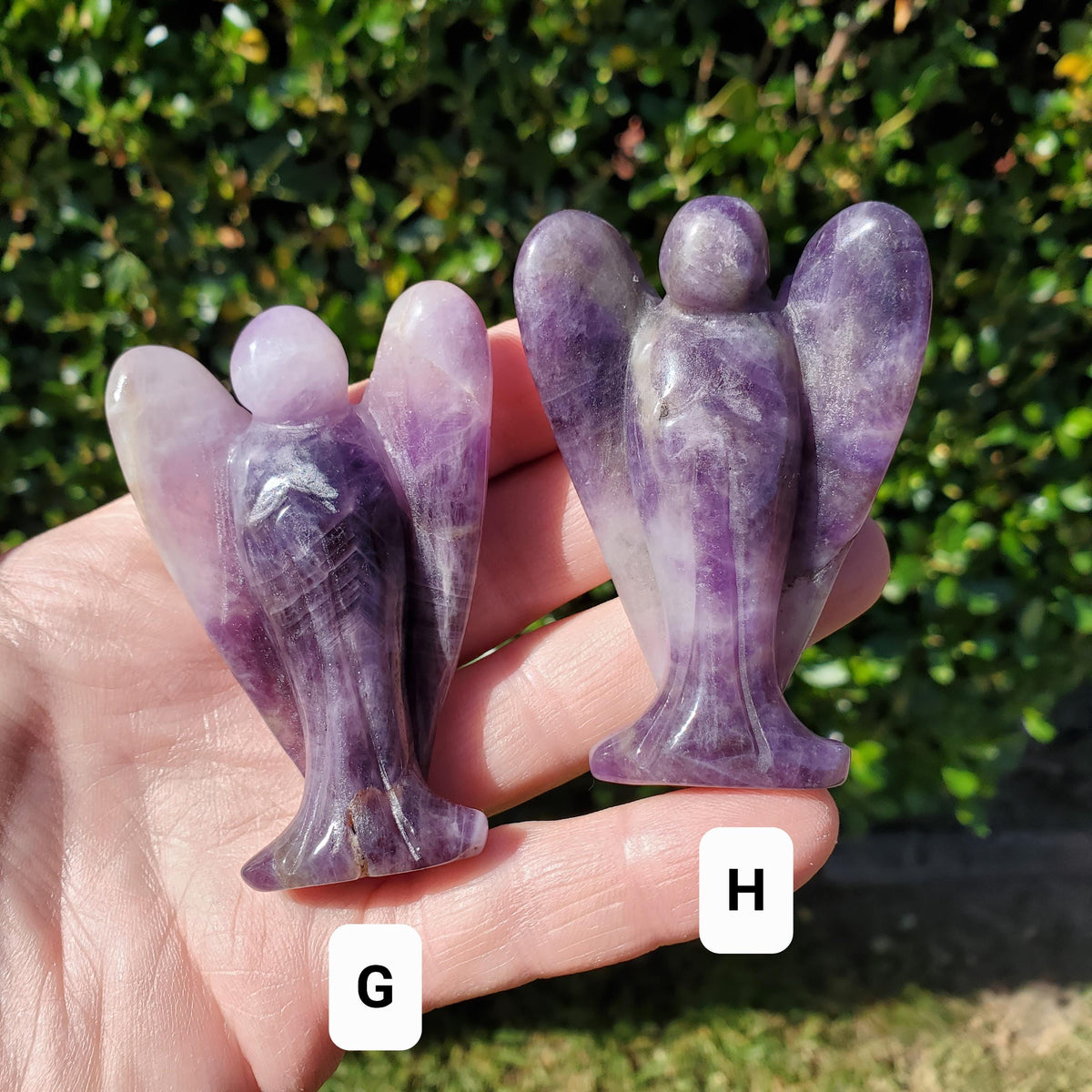Dream Amethyst Angel 2.60" - Calming, Energetic Protection, Positivity - Purple Amethyst Standing Angel Carving Healing Crystal Gemstone