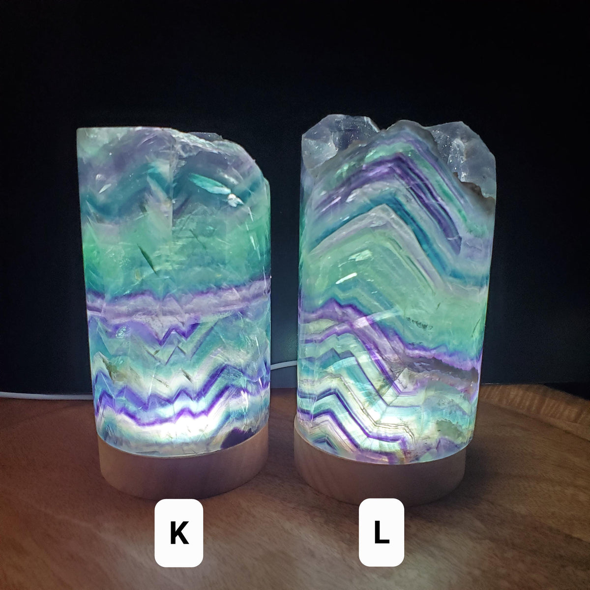 Rainbow Fluorite Lamp 3.15" wide - Mental Clarity, Stability, Energetic Protection - Fluorite Accent Light Mood Lighting Crystal Stone