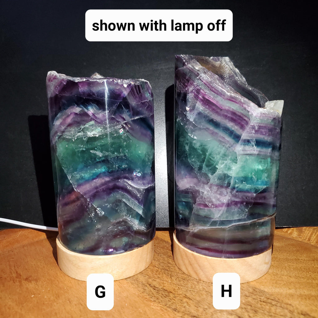 Rainbow Fluorite Lamp 3.15" wide - Mental Clarity, Stability, Energetic Protection - Fluorite Accent Light Mood Lighting Crystal Stone