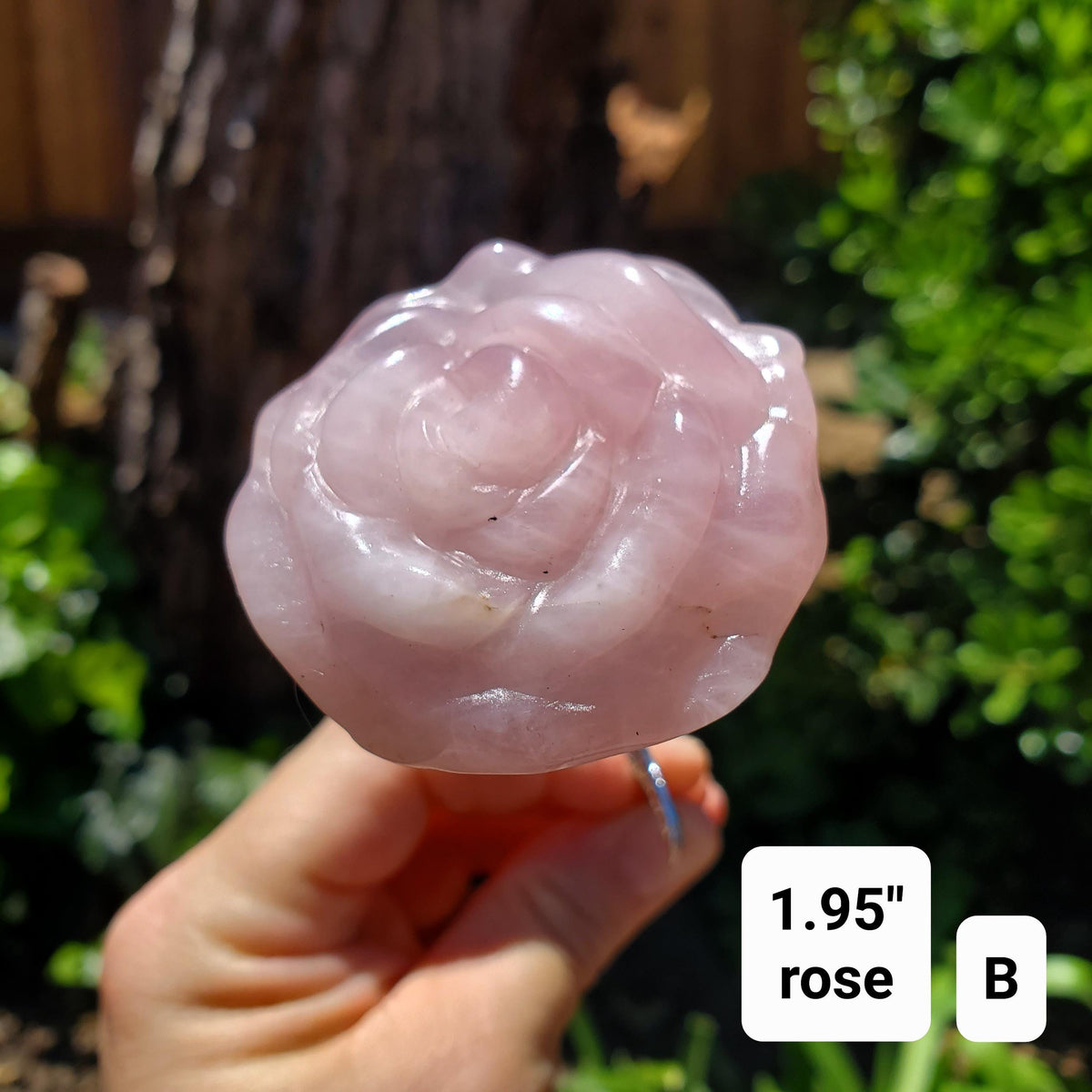 Rose Quartz Long Stem Rose 6" to 9" - Unconditional Love, Compassion, Self Love - Pink Crystal Rose Bud with Silver or Gold Metal Stem