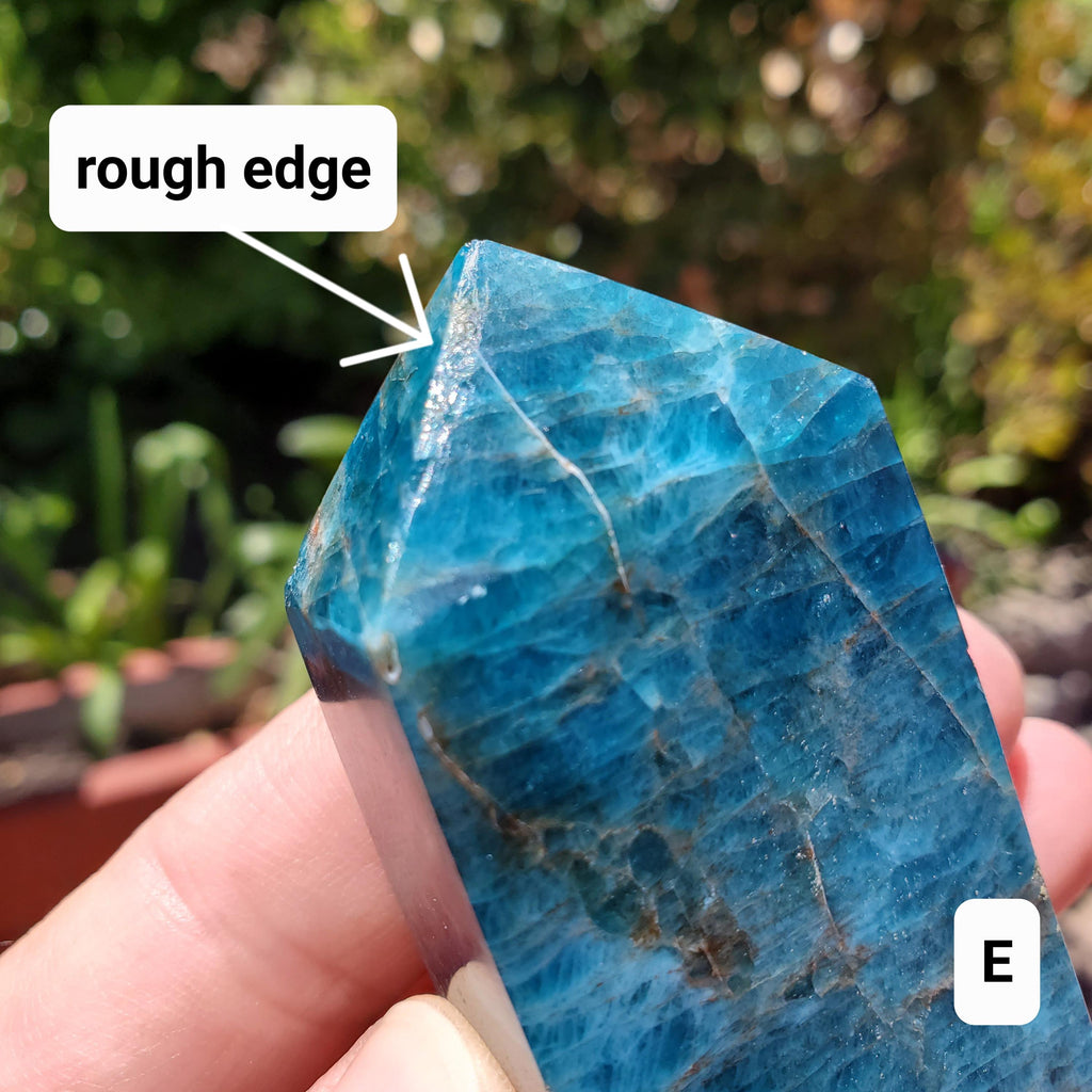 Blue Apatite Tower (damaged) - Intuition, Mental Clarity, Manifestation - Blue Vein Crystal Point Stone Crystal Healing