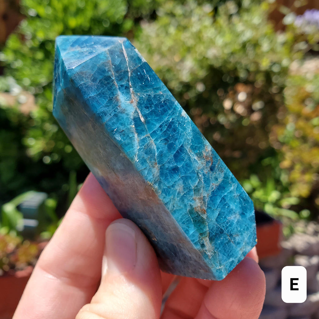 Blue Apatite Tower (damaged) - Intuition, Mental Clarity, Manifestation - Blue Vein Crystal Point Stone Crystal Healing
