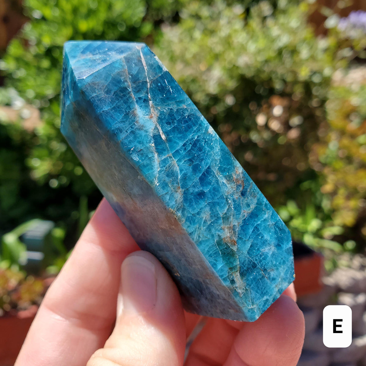 Blue Apatite Tower (damaged) - Intuition, Mental Clarity, Manifestation - Blue Vein Crystal Point Stone Crystal Healing