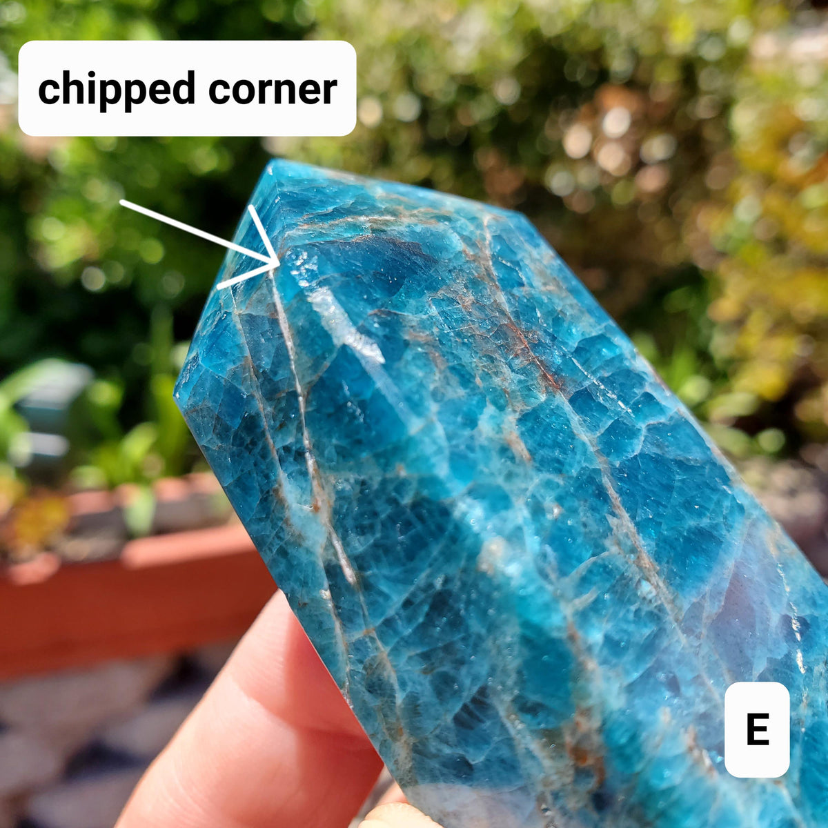 Blue Apatite Tower (damaged) - Intuition, Mental Clarity, Manifestation - Blue Vein Crystal Point Stone Crystal Healing
