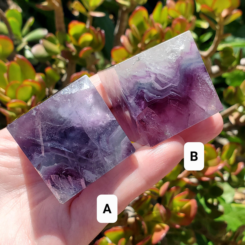 Rainbow Fluorite Cube - Mental Clarity, Stability, Concentration, Protection - 1.50" Standing Fluorite Geometric Crystal Gemstone