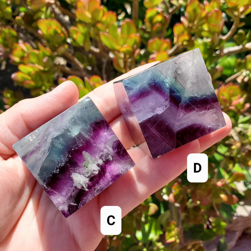 Rainbow Fluorite Cube - Mental Clarity, Stability, Concentration, Protection - 1.50" Standing Fluorite Geometric Crystal Gemstone