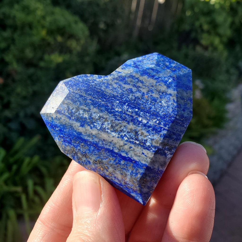 Small Lapis Lazuli Faceted Heart - Speak Your Truth, Communication, Personal Power - Lapiz Lazuli Crystal Heart Healing Gemstone