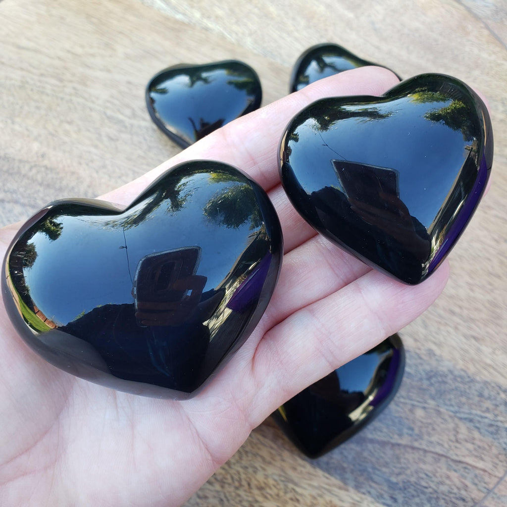 Rainbow Obsidian Heart - Emotional Healing, Release The Negative & Replace with Positive - Obsidian Black Heart Healing Crystals Gemstones