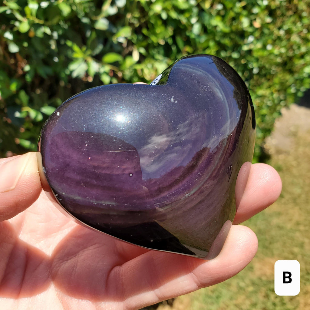 Rainbow Obsidian Heart - Emotional Healing, Release The Negative & Replace with Positive - Obsidian Black Heart Healing Crystals Gemstones