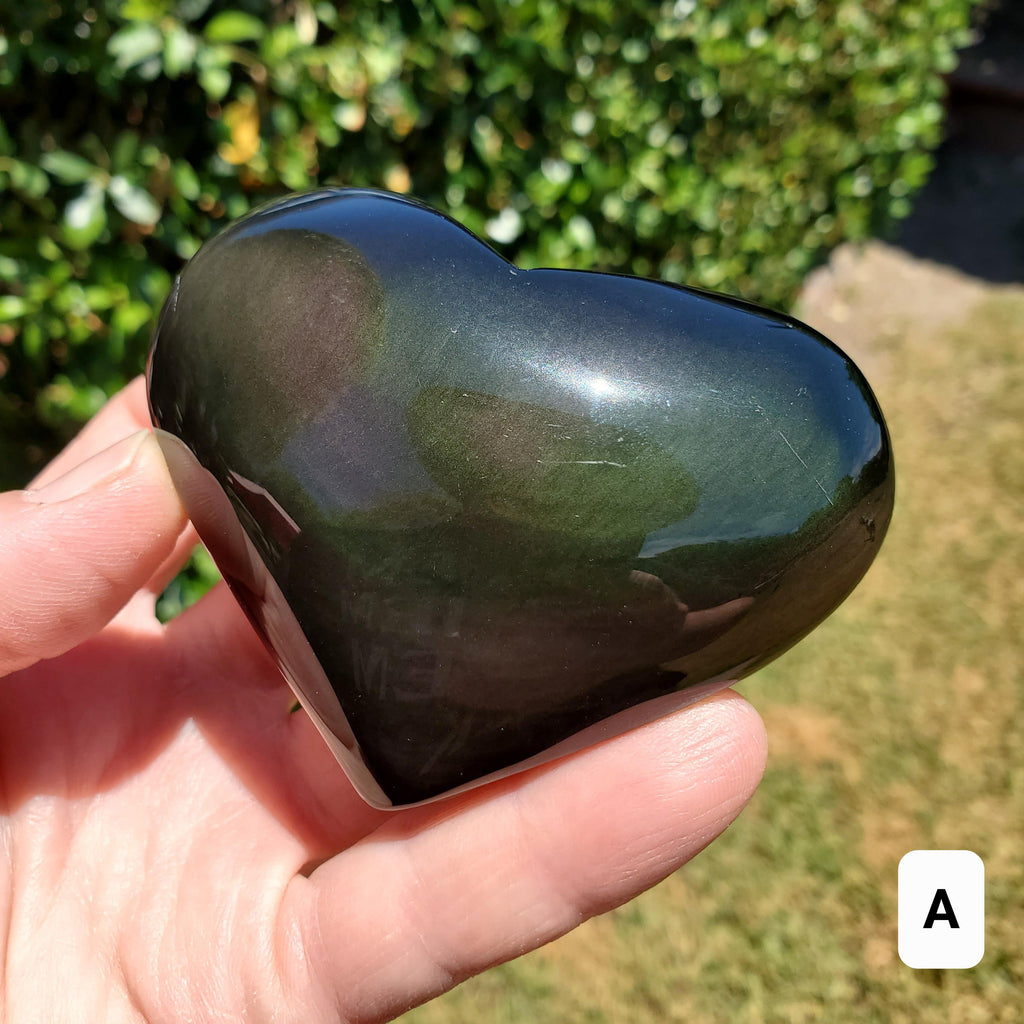 Rainbow Obsidian Heart - Emotional Healing, Release The Negative & Replace with Positive - Obsidian Black Heart Healing Crystals Gemstones