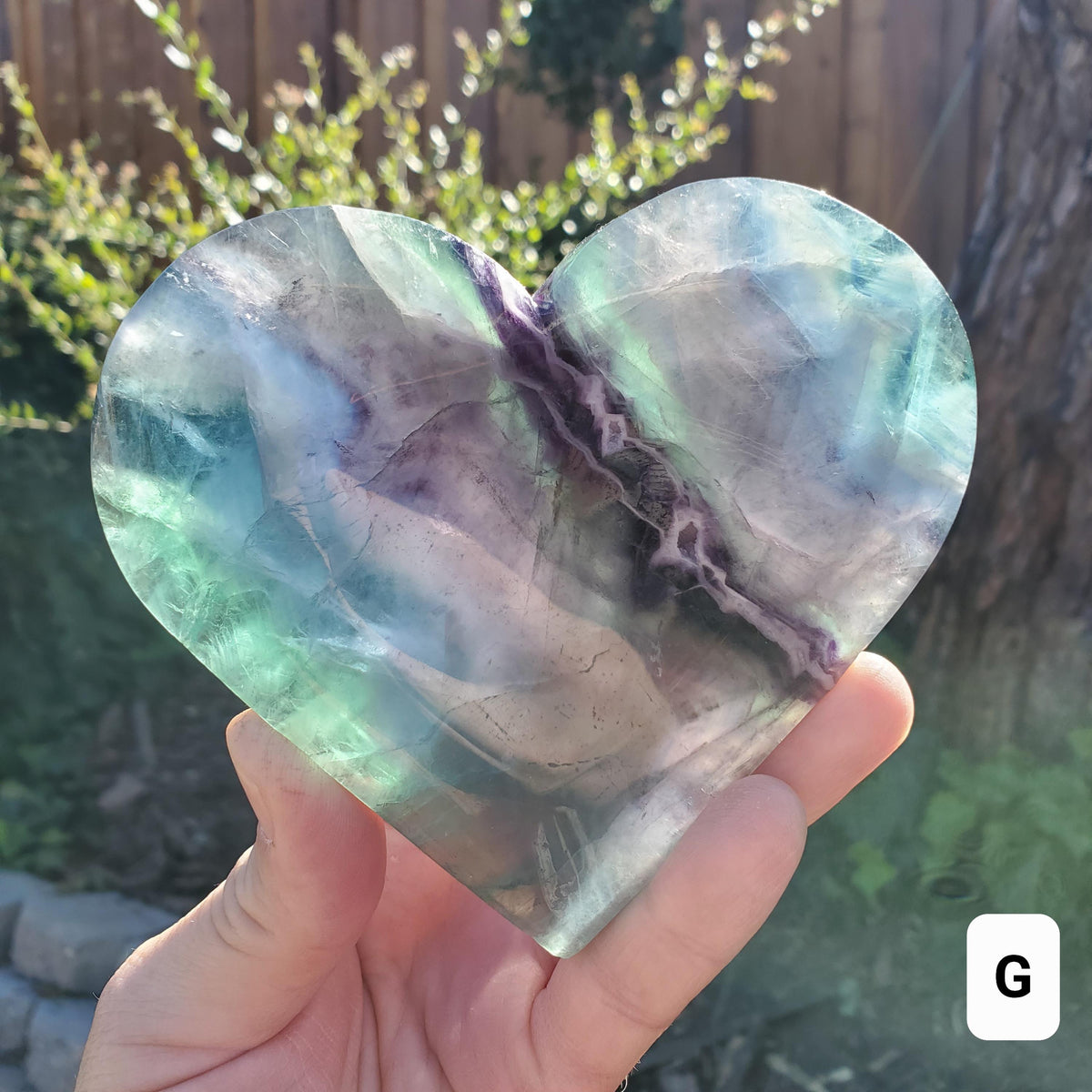 Rainbow Fluorite Heart with Rainbows, Druzy & Stand - Balancing, Protective, Grounding, Mental Clarity - Blue Crystal Heart Statement