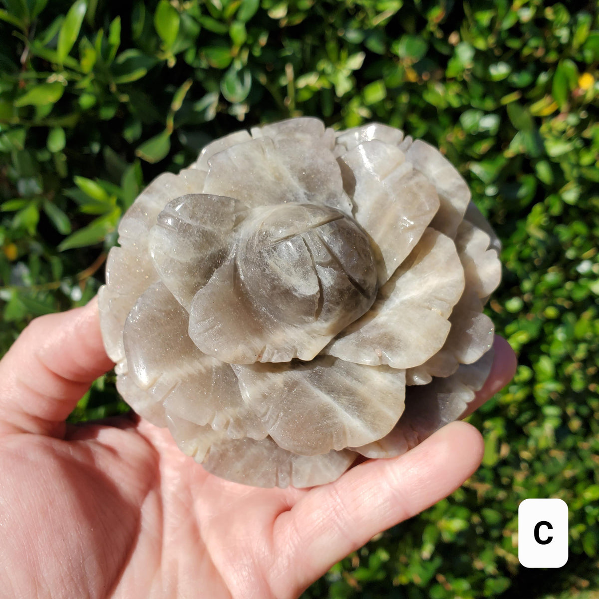 Chunky & Flashy Moonstone Flower - Uplifting, Feminine Energy, Empowering - Crystal Healing Rose Carving Statement Gemstone