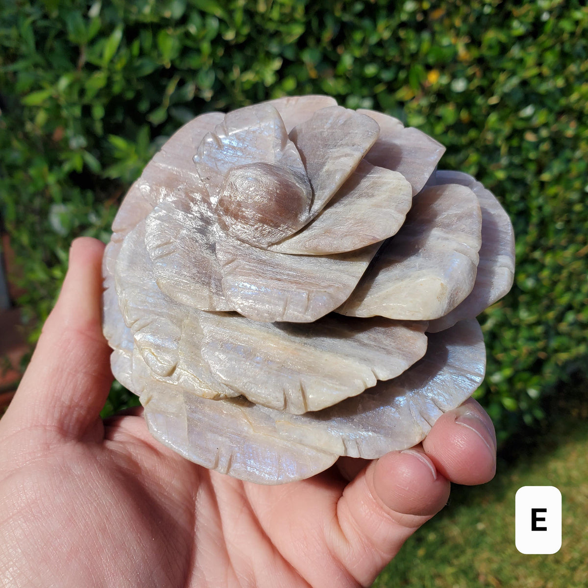 Chunky & Flashy Moonstone Flower - Uplifting, Feminine Energy, Empowering - Crystal Healing Rose Carving Statement Gemstone