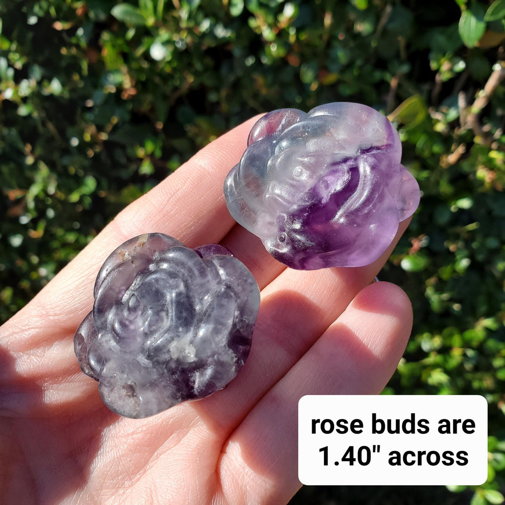 Rainbow Fluorite Rose on Stem - Mental Clarity, Positivity, Energetic Protection - 6" Long Open Bloom Crystal Rose Decor