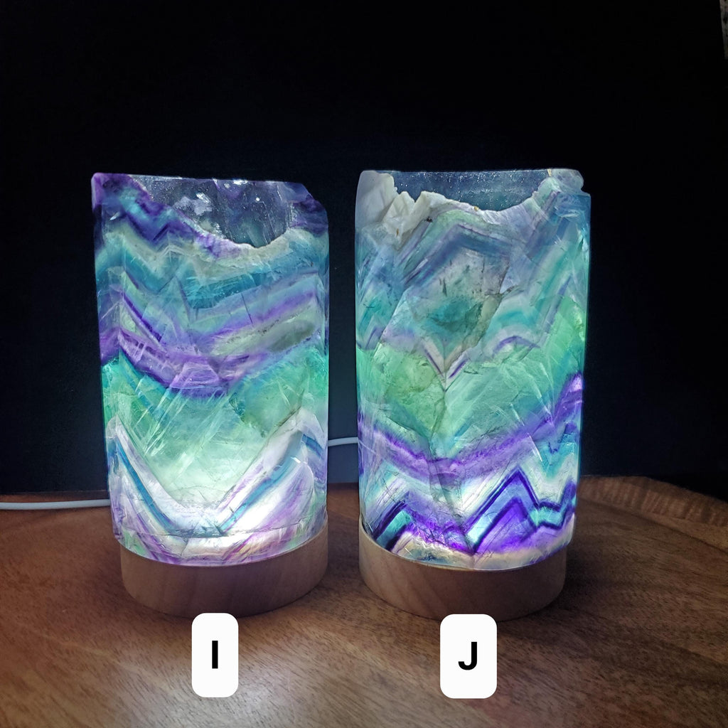 Rainbow Fluorite Lamp 3.15" wide - Mental Clarity, Stability, Energetic Protection - Fluorite Accent Light Mood Lighting Crystal Stone