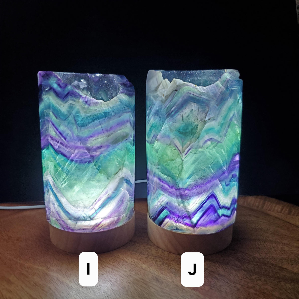 Rainbow Fluorite Lamp 3.15" wide - Mental Clarity, Stability, Energetic Protection - Fluorite Accent Light Mood Lighting Crystal Stone