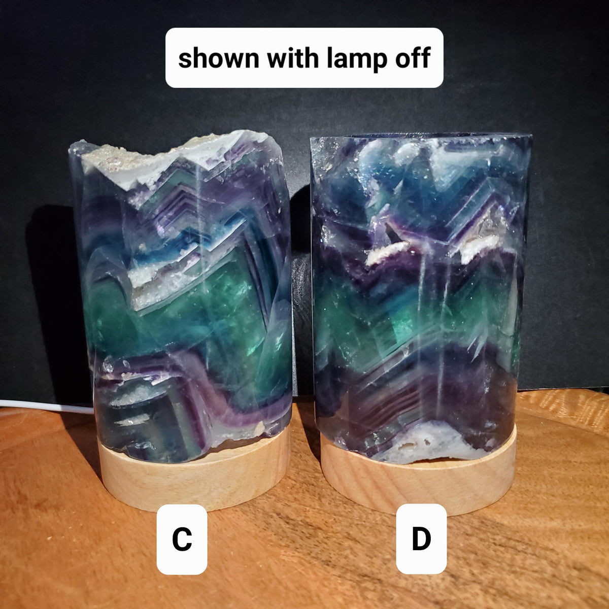 Rainbow Fluorite Lamp 3.15" wide - Mental Clarity, Stability, Energetic Protection - Fluorite Accent Light Mood Lighting Crystal Stone