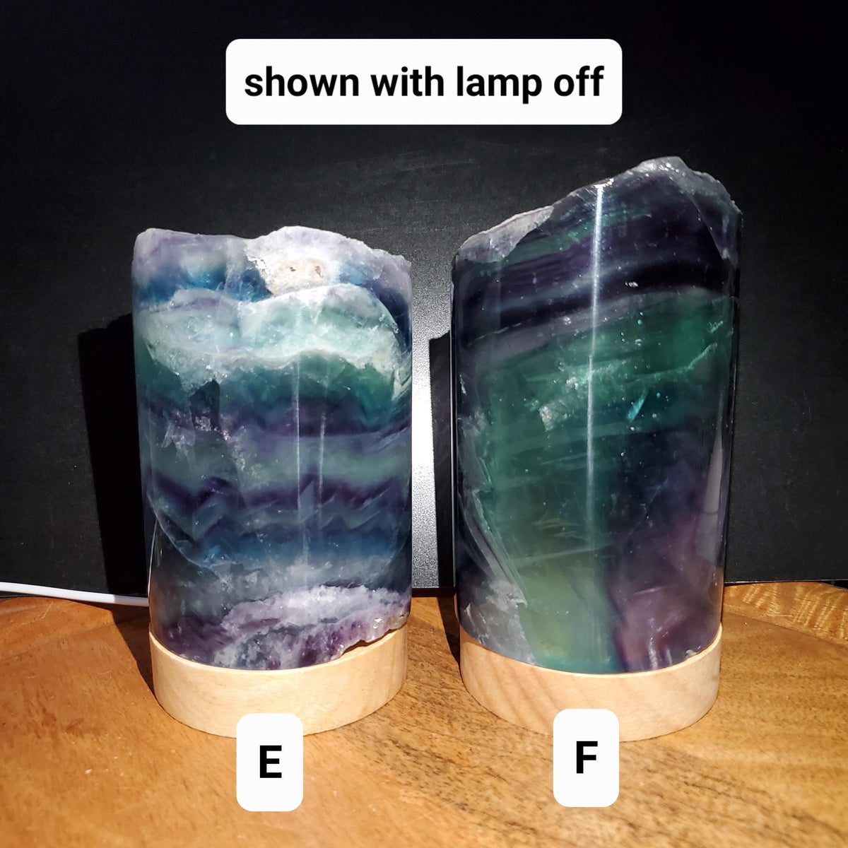 Rainbow Fluorite Lamp 3.15" wide - Mental Clarity, Stability, Energetic Protection - Fluorite Accent Light Mood Lighting Crystal Stone