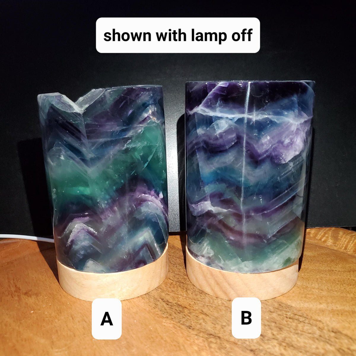 Rainbow Fluorite Lamp 3.15" wide - Mental Clarity, Stability, Energetic Protection - Fluorite Accent Light Mood Lighting Crystal Stone