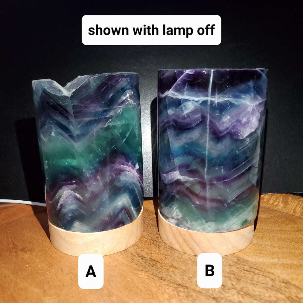 Rainbow Fluorite Lamp 3.15" wide - Mental Clarity, Stability, Energetic Protection - Fluorite Accent Light Mood Lighting Crystal Stone