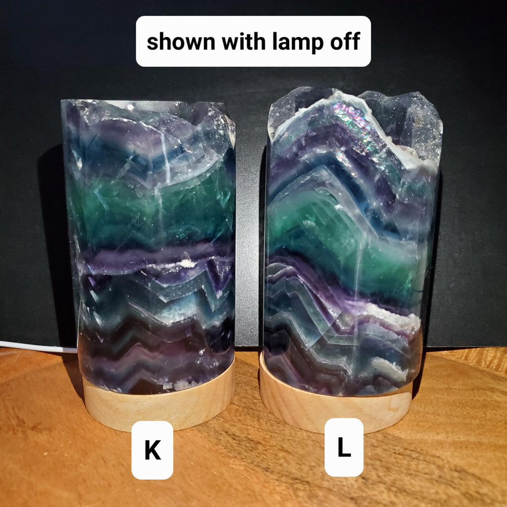 Rainbow Fluorite Lamp 3.15" wide - Mental Clarity, Stability, Energetic Protection - Fluorite Accent Light Mood Lighting Crystal Stone