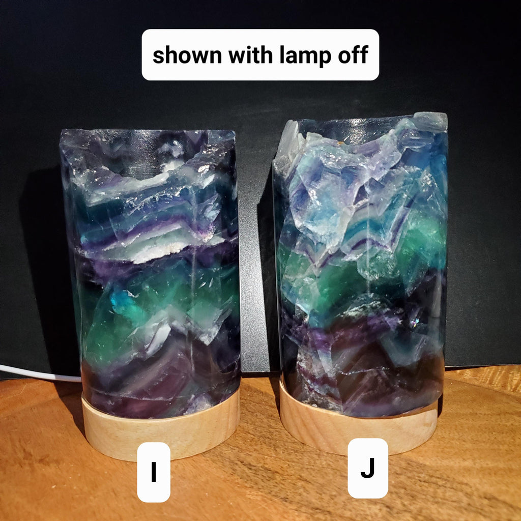 Rainbow Fluorite Lamp 3.15" wide - Mental Clarity, Stability, Energetic Protection - Fluorite Accent Light Mood Lighting Crystal Stone