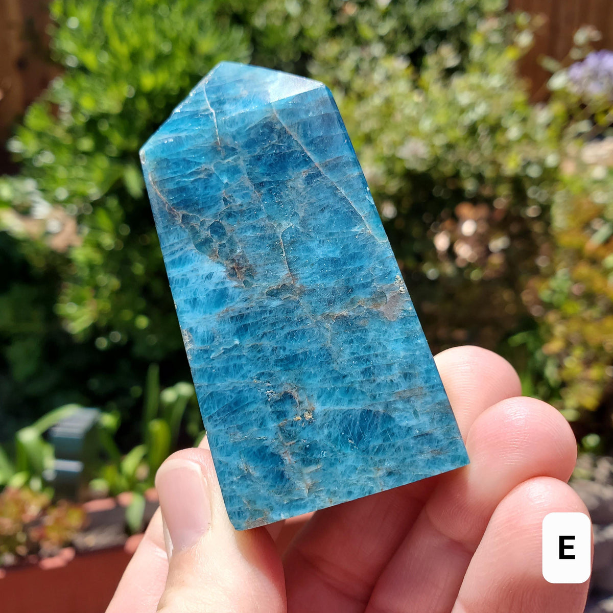 Blue Apatite Tower (damaged) - Intuition, Mental Clarity, Manifestation - Blue Vein Crystal Point Stone Crystal Healing