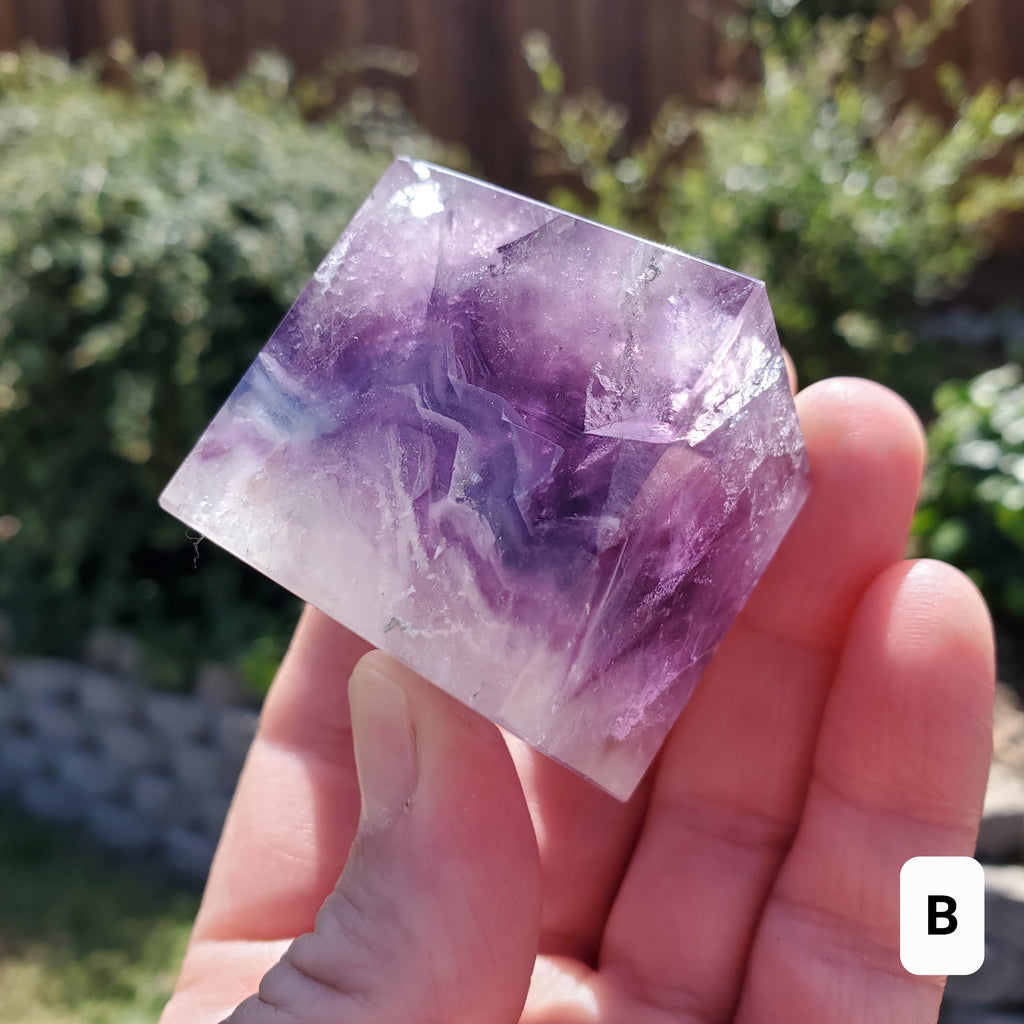 Rainbow Fluorite Cube - Mental Clarity, Stability, Concentration, Protection - 1.50" Standing Fluorite Geometric Crystal Gemstone