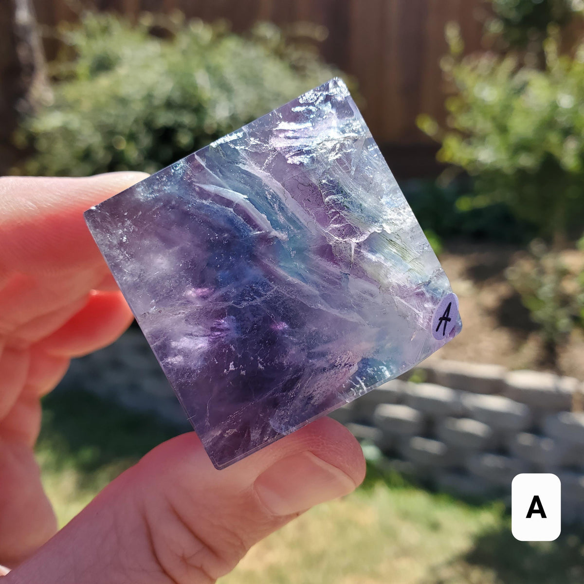 Rainbow Fluorite Cube - Mental Clarity, Stability, Concentration, Protection - 1.50" Standing Fluorite Geometric Crystal Gemstone