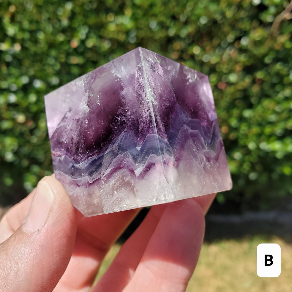 Rainbow Fluorite Cube - Mental Clarity, Stability, Concentration, Protection - 1.50" Standing Fluorite Geometric Crystal Gemstone