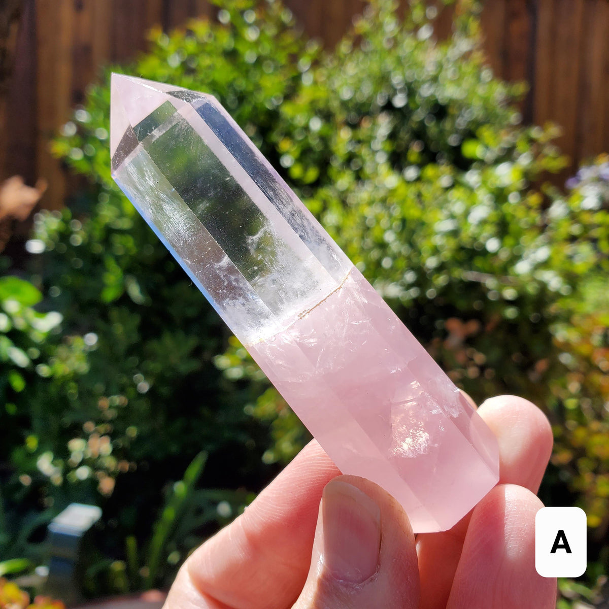 Clear Quartz & Rose Quartz Tower - Unconditional Love, Cleansing, Magnify Intentions - Crystal Point Generator Healing Gemstones