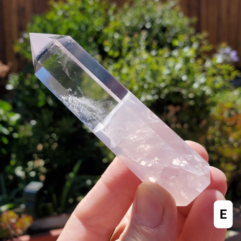Clear Quartz & Rose Quartz Tower - Unconditional Love, Cleansing, Magnify Intentions - Crystal Point Generator Healing Gemstones