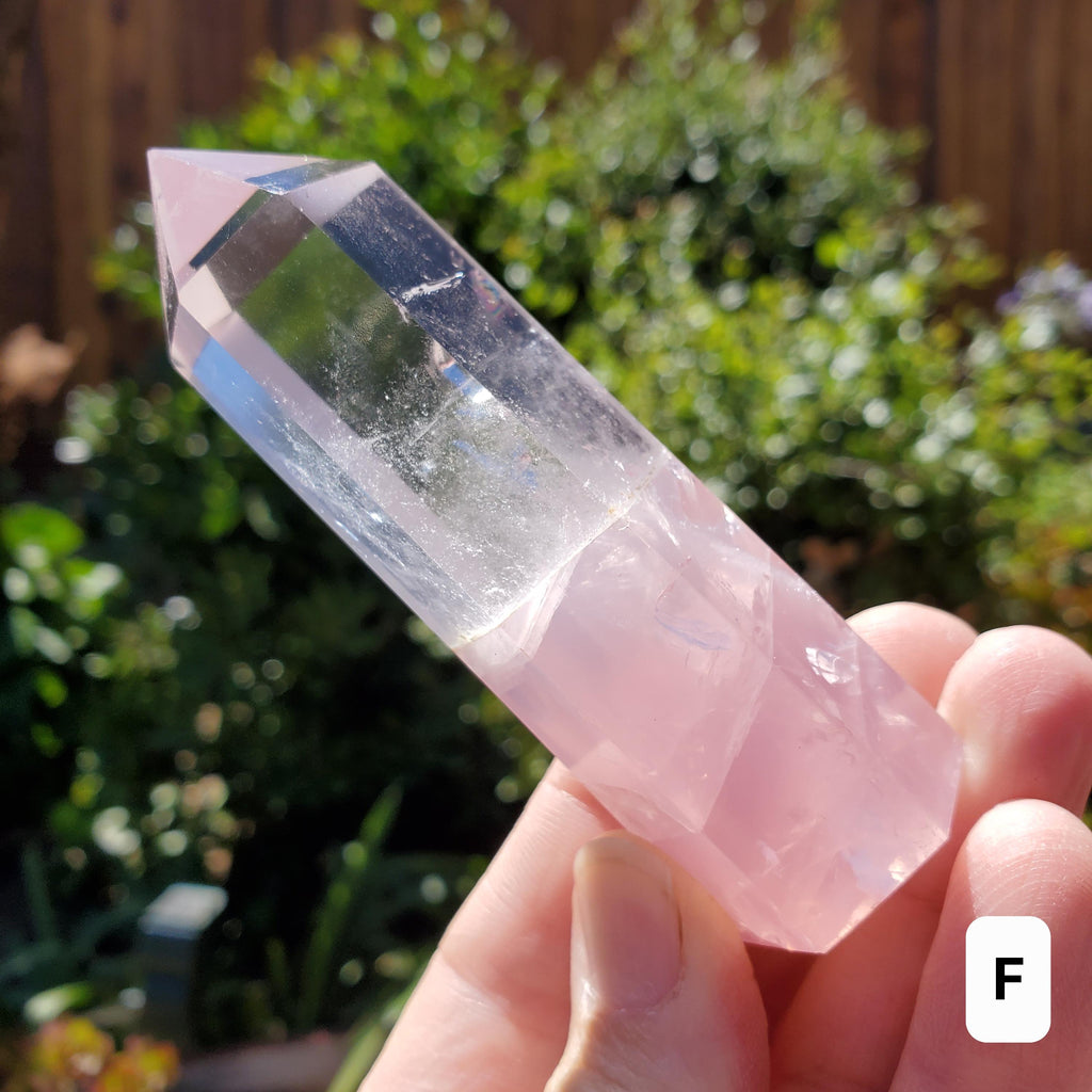 Clear Quartz & Rose Quartz Tower - Unconditional Love, Cleansing, Magnify Intentions - Crystal Point Generator Healing Gemstones